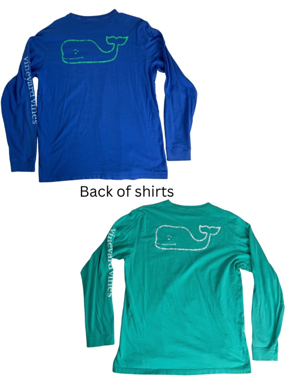 vineyard vines Whale Long-Sleeve Pocket Tee Blue Green Bundle L Vintage Preppy